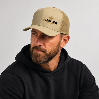 Berretto da camionista Alpha Aim "Khaki Command Star"