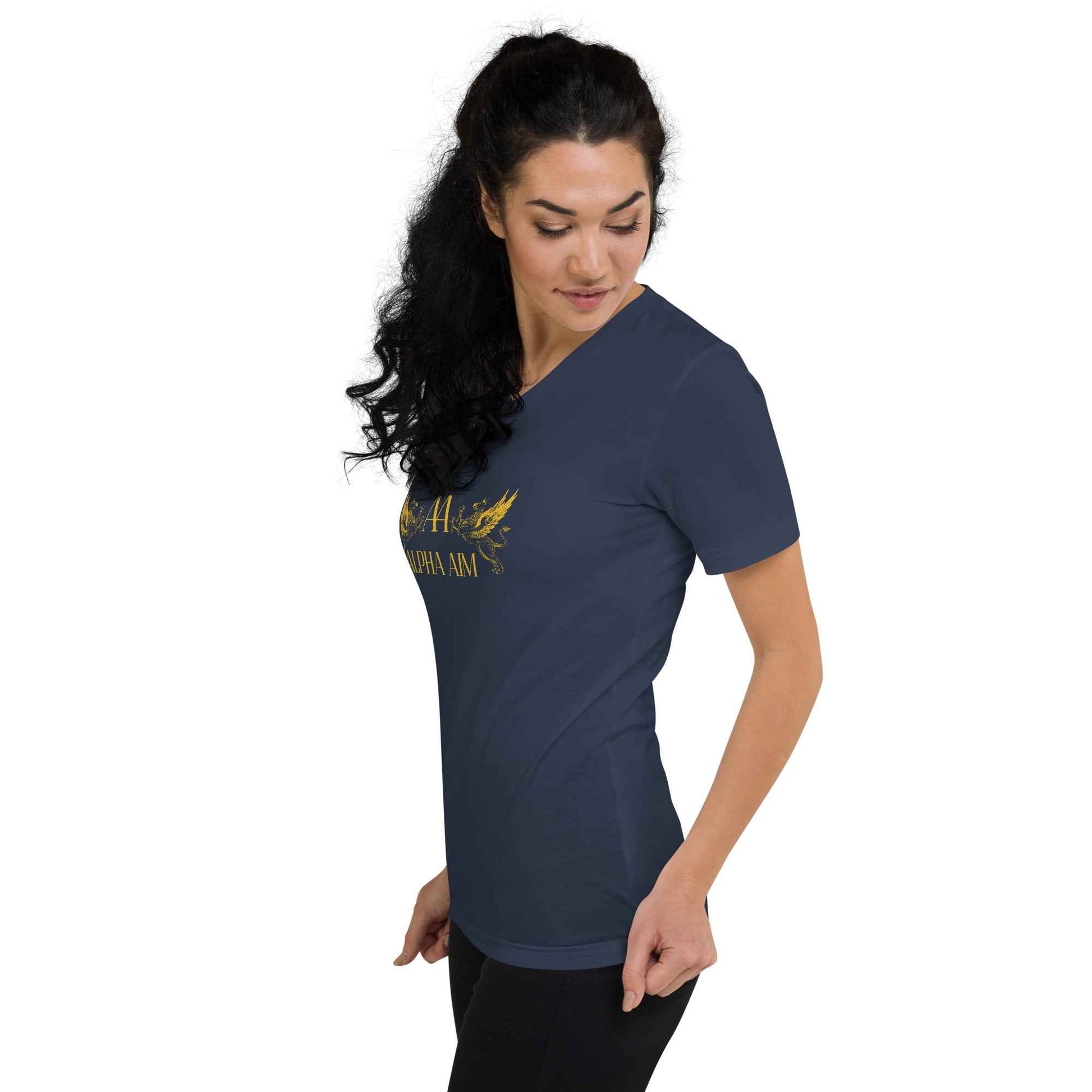 Kurzärmeliges Unisex-T-Shirt mit V-Ausschnitt